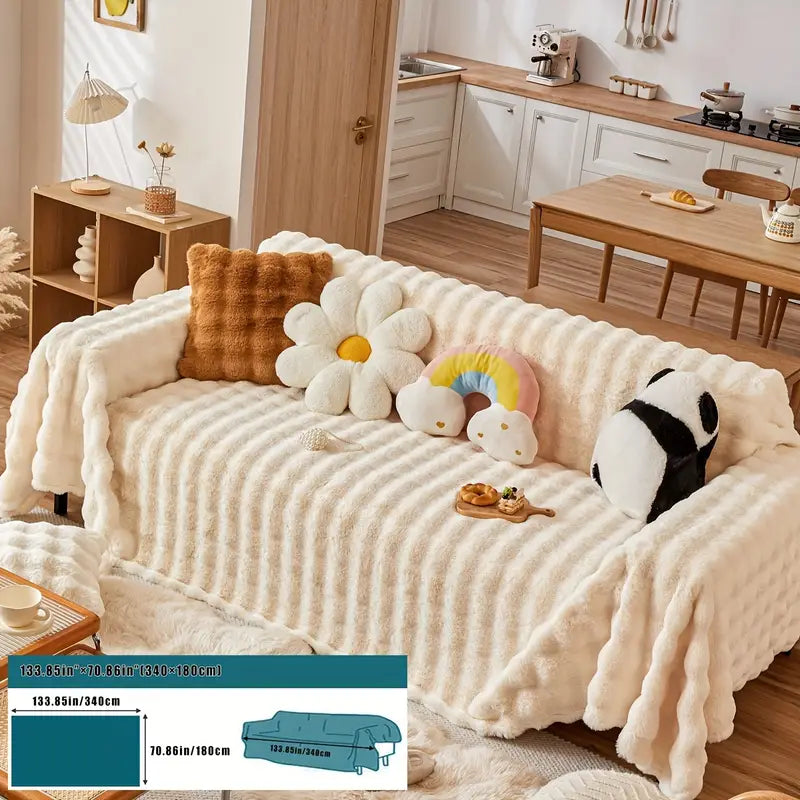 Faux Fur Sofa Cover - Soft and Non-Slip Protection