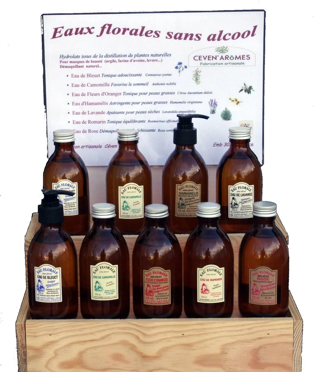Packung mit 36 ​​Blütenwasser mit kostenlosem Display
