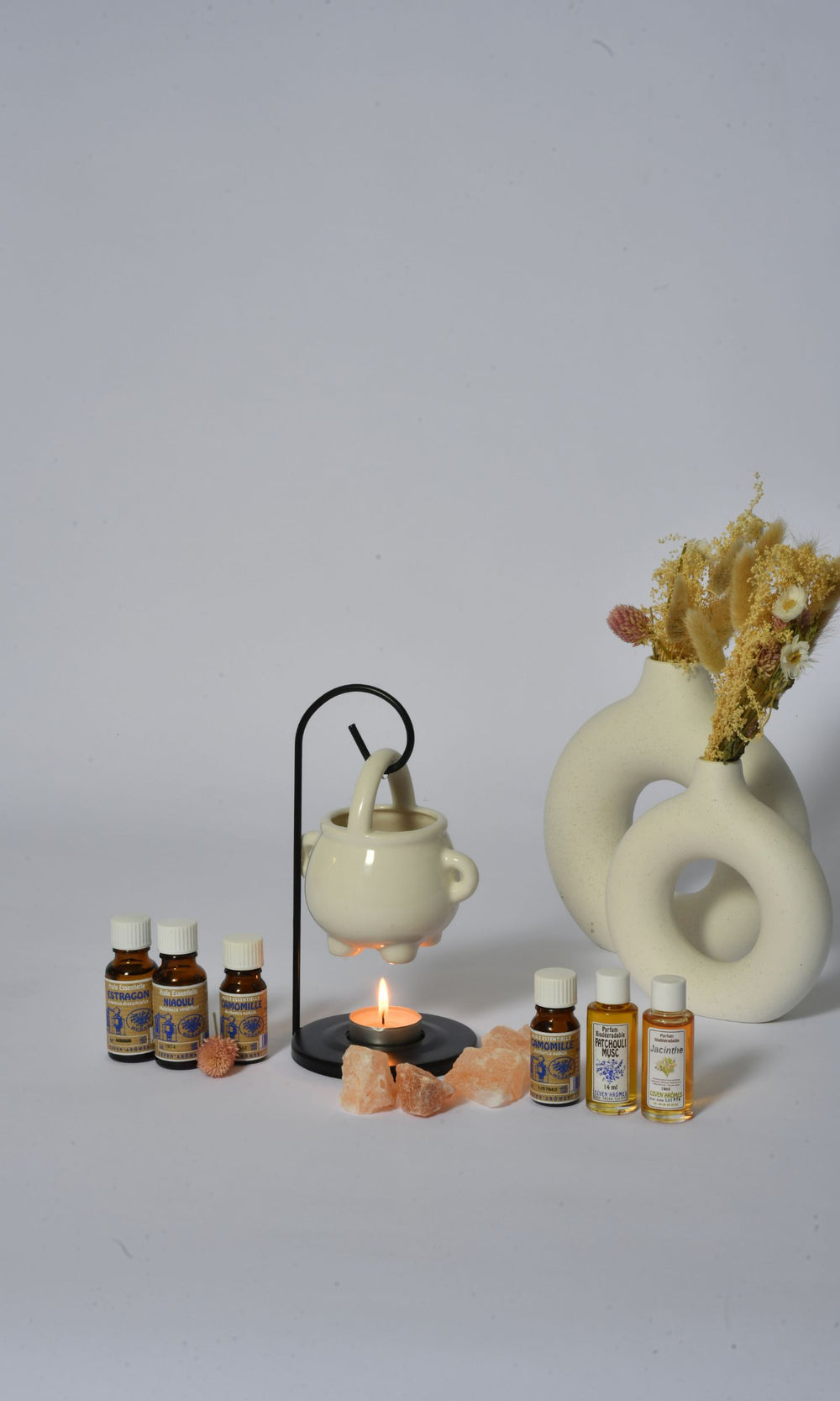 Coffret aromathérapie relaxante : huiles essentielles + concentrés de parfums aux plantes + pierres d'aromatherapie – Céven’Arômes