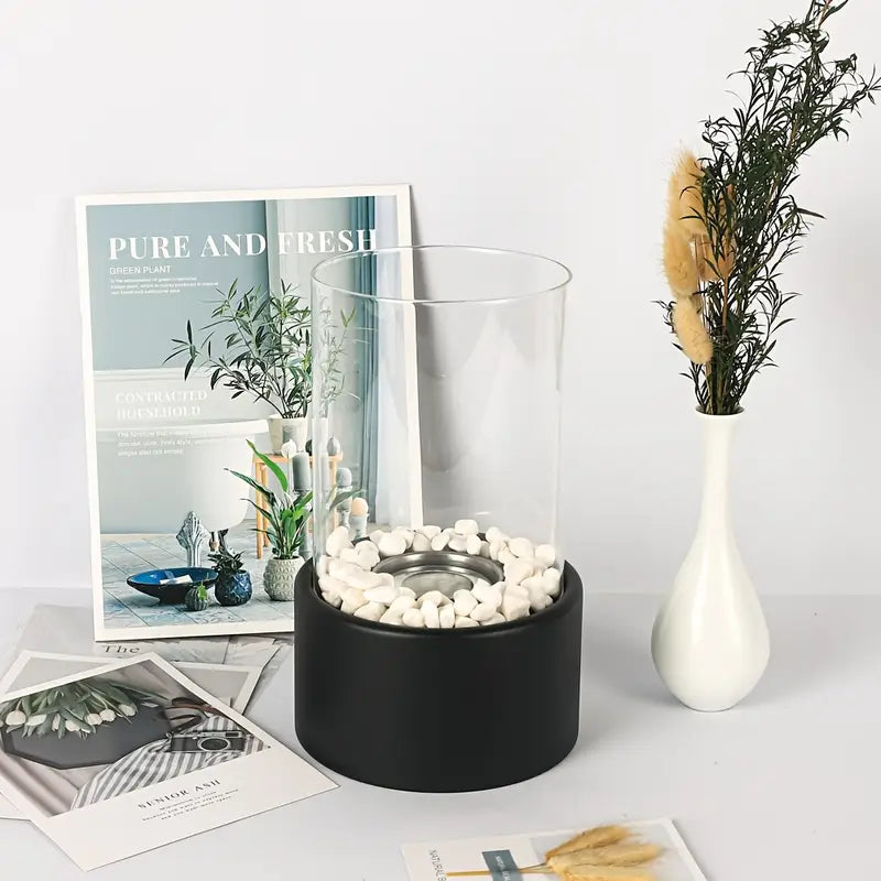 Cheminée Murale Classique en Métal – Avec Porte en Verre & Ventilation Naturelle