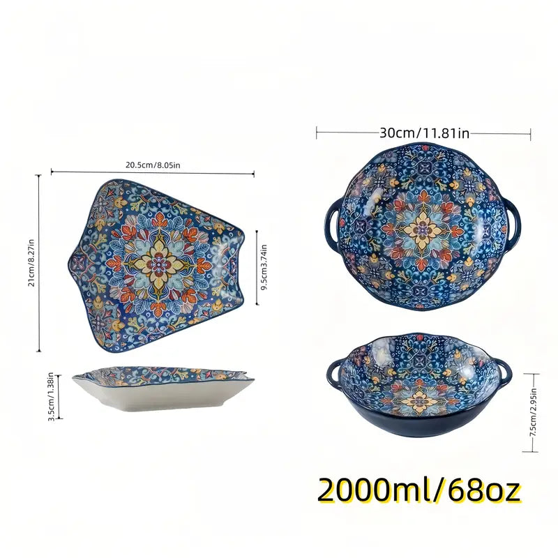 Ensemble de Plateaux et Bols en Céramique Style Bohème