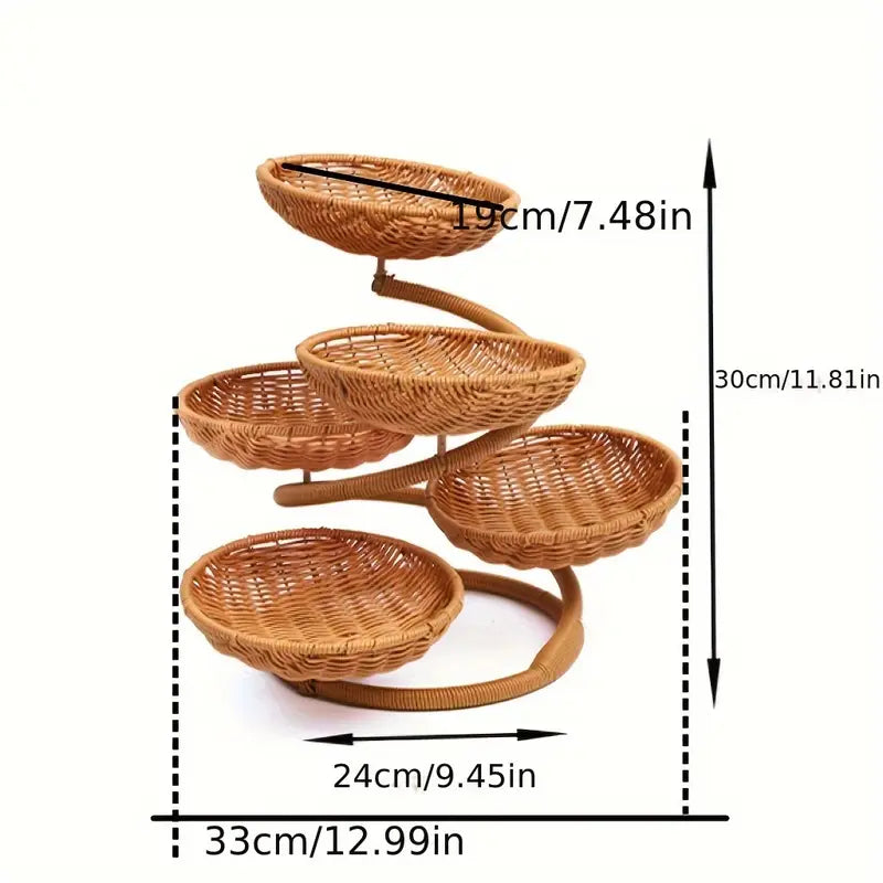 Panier de Rangement à Plusieurs Couches – Imitation Rotin