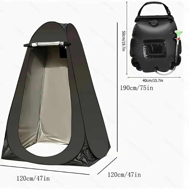 Kit de Tente de Douche Portable 2 Pièces avec Sac d'Eau – Idéal Camping, Randonnée, Plage