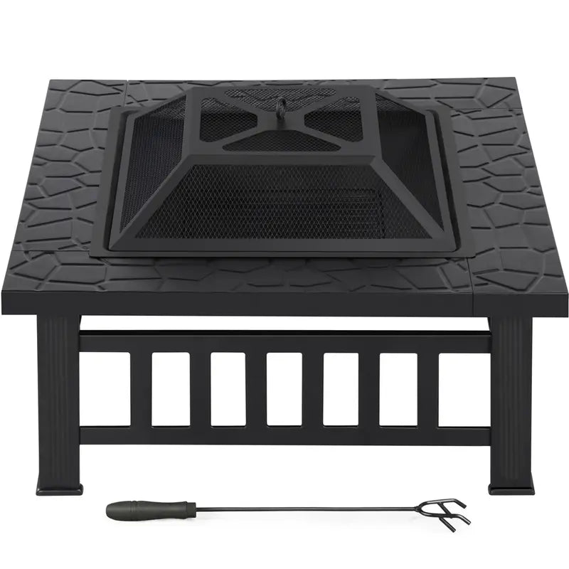 Brasero Carré de Jardin Costoffs – Poêle à Bois Métal Multifonction