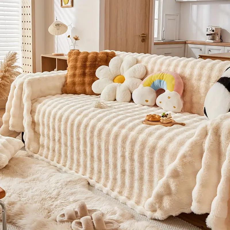 Faux Fur Sofa Cover - Soft and Non-Slip Protection