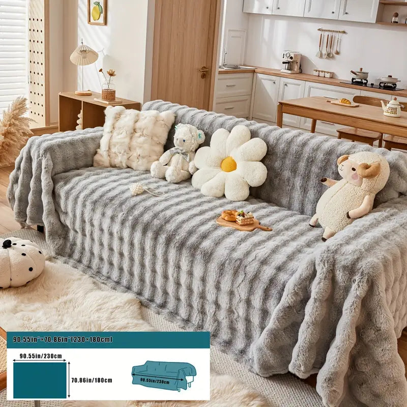 Faux Fur Sofa Cover - Soft and Non-Slip Protection