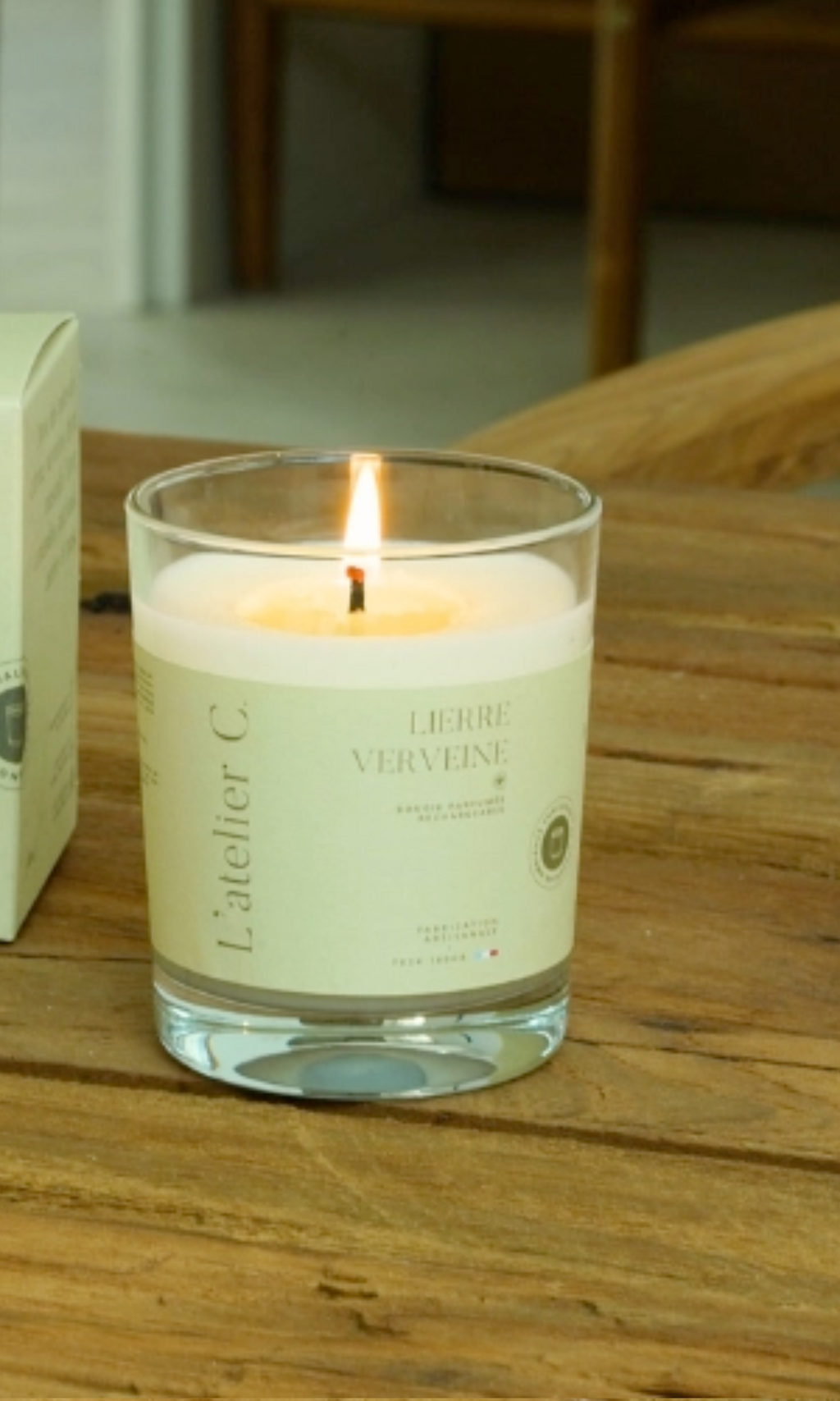 Bougie parfumée artisanale cire végétale Lierre verveine - L'atelier C