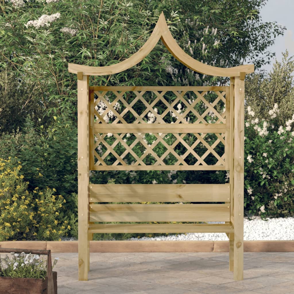 Pergola de Jardin avec Toit et Banc – Bois de Pin Imprégné
