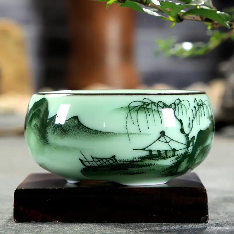 Ensemble de Tasses à Thé en Céramique – Édition Peinture de Paysage