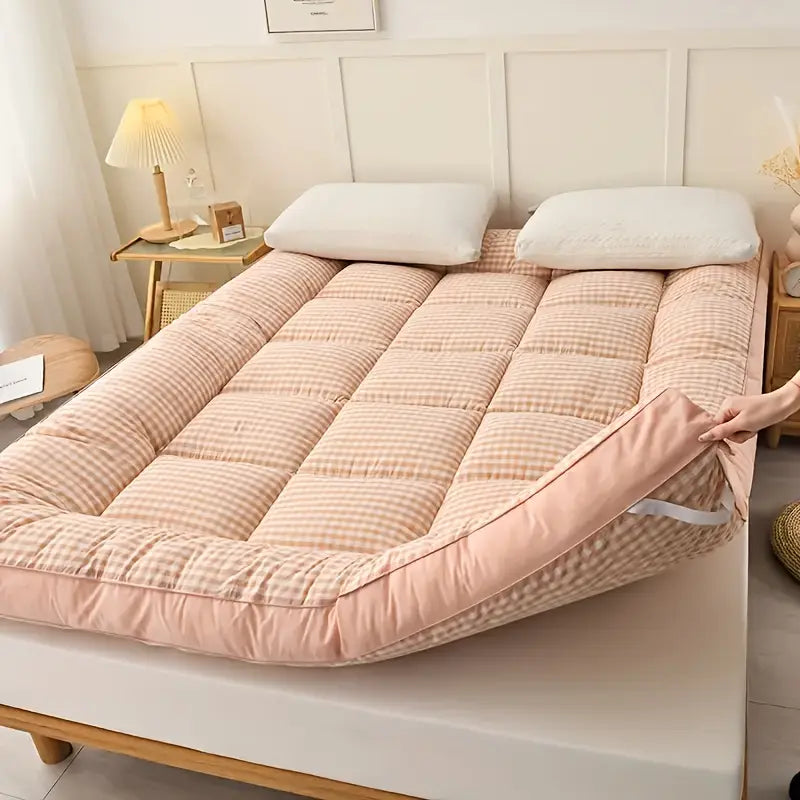 Housse de Matelas Japonaise à Carreaux – Douce, Pliable et Confortable