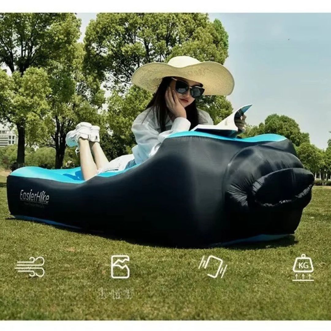 Canapé-Lit Gonflable Double Couche avec Oreiller