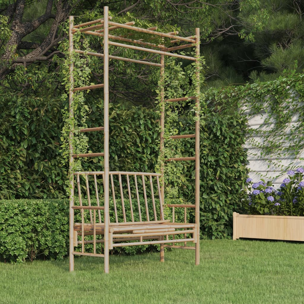 Banc de Jardin avec Pergola en Bambou – Élégance Naturelle & Détente au Jardin