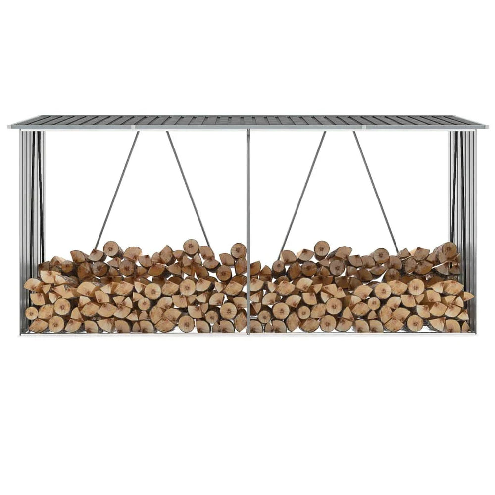 Abri de stockage à bois galvanisé 330 × 84 × 152 cm anthracite Gris