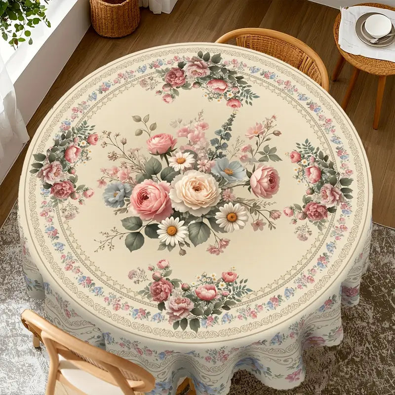 Nappe Florale Élégante Vintage – Roses, Hortensias & Tournesols