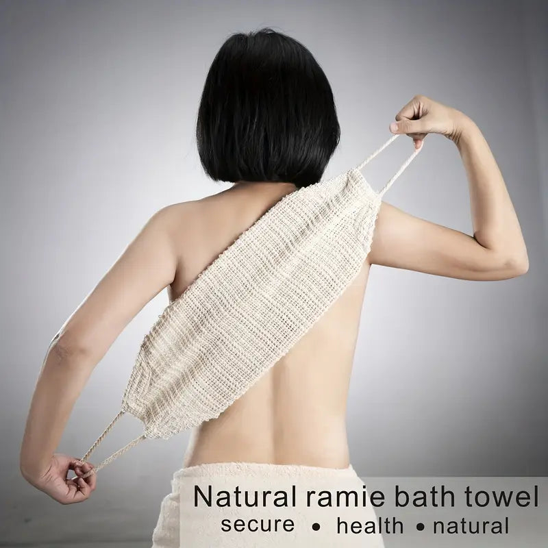 Gommage Exfoliant pour le Dos avec Poignées – Double Face en Ramie Naturelle