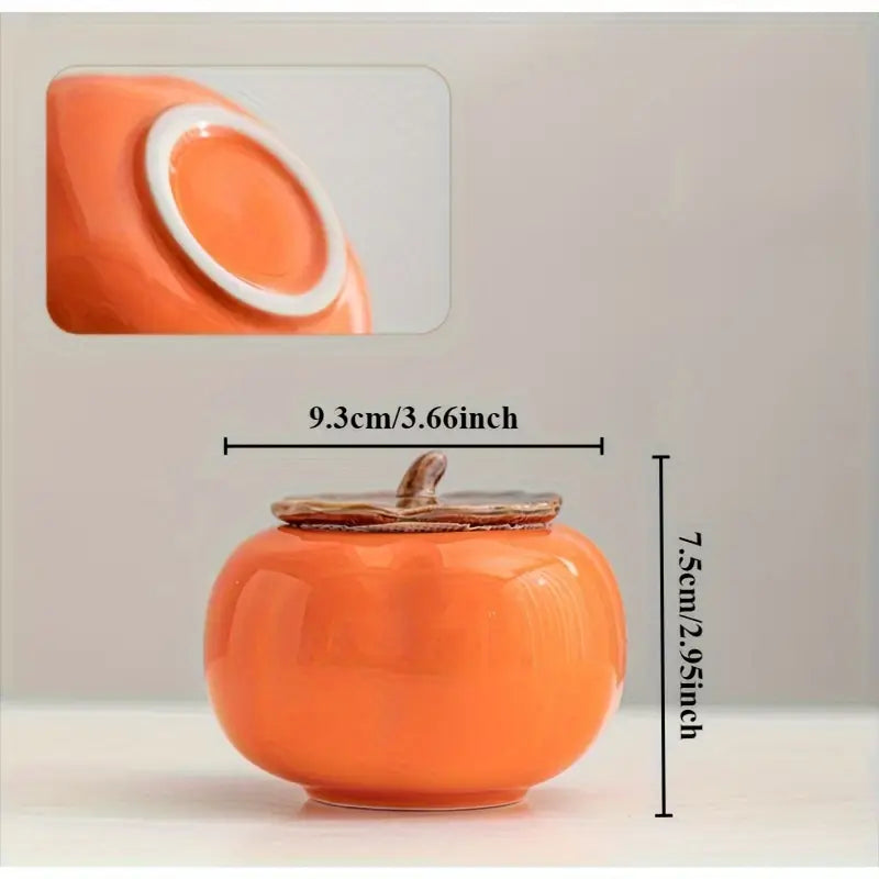 Service à Thé Tout Ruyi en Céramique – Élégance Kaki avec Coffret Cadeau