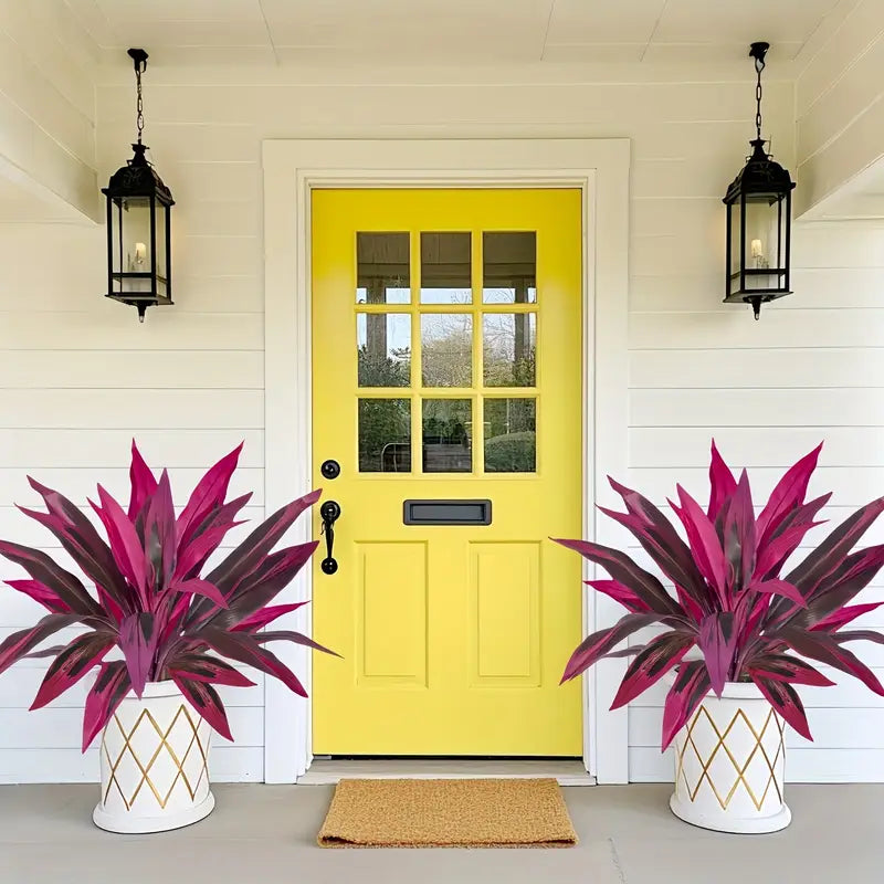 Lot de 2 Fougères Artificielles Violettes Boston & Feuilles de Monstera