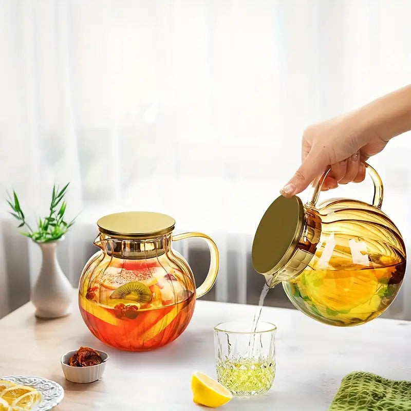 Théière en Verre Élégante avec Couvercle en Acier Inoxydable – Résistante à la Chaleur