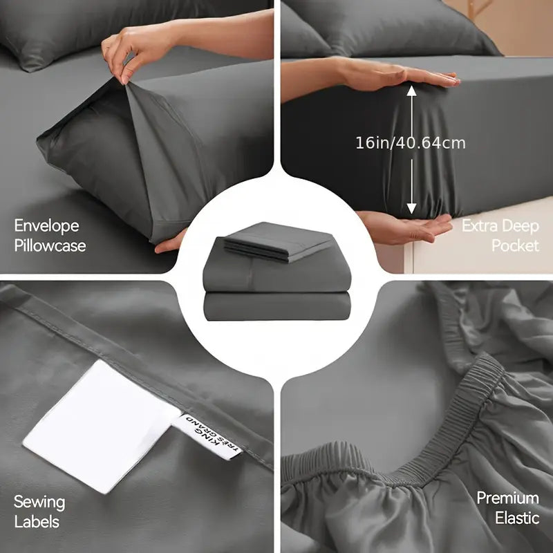 Ensemble de Literie Luxe en 100% Fibre de Bambou – Douceur & Confort Naturel (3 ou 4 pièces)