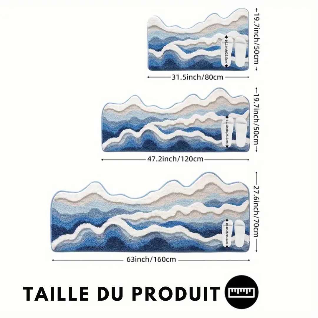 Tapis de Salle de Bain Ultra-Doux – Motif Vague de Mer
