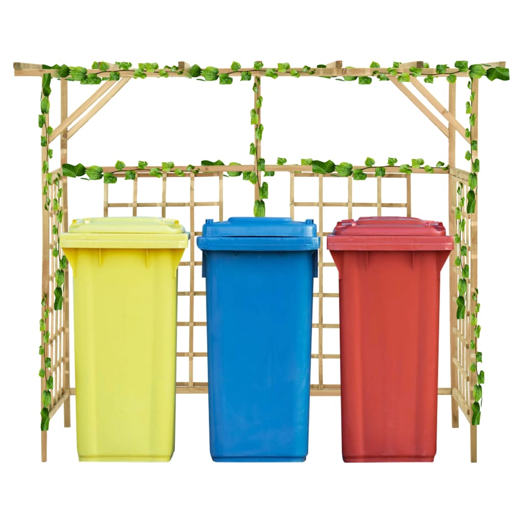 Pergola Cache-Poubelles Triple en Bois de Pin Imprégné