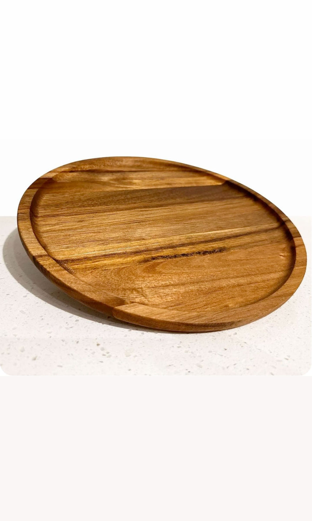 Plateau de Service Rond en Bois d'Acacia