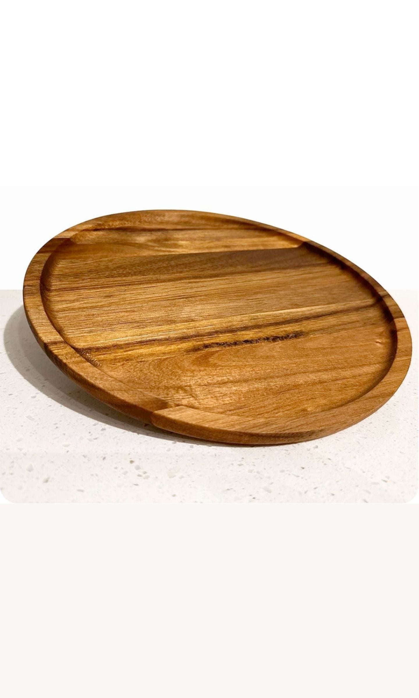 Plateau de Service Rond en Bois d'Acacia