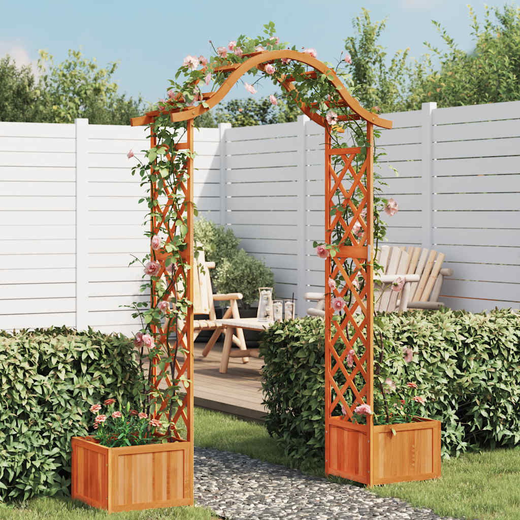 Pergola de Jardin en Bois Massif avec Jardinières – Élégance Naturelle