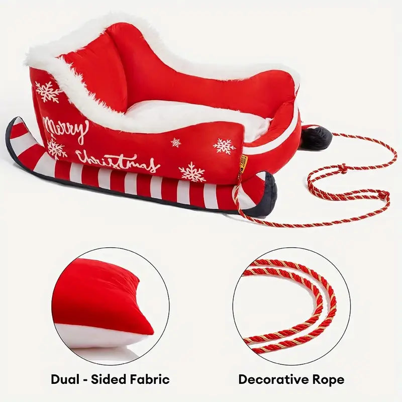 Lit de Chien en Peluche de Noël – Confort Douillet & Esprit Festif