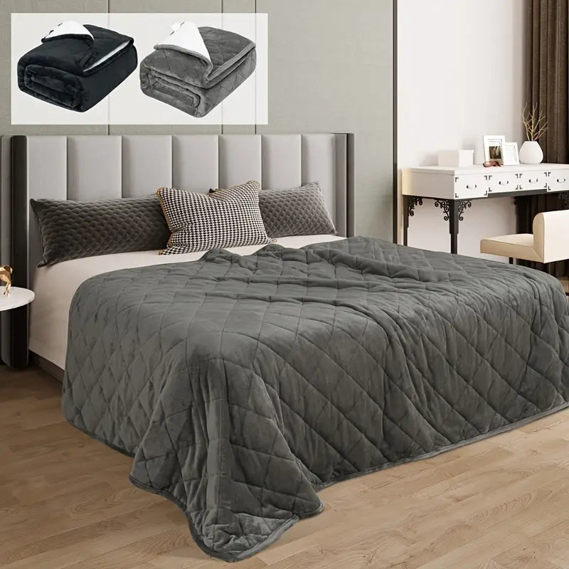 Couverture lestée double face en flanelle et sherpa