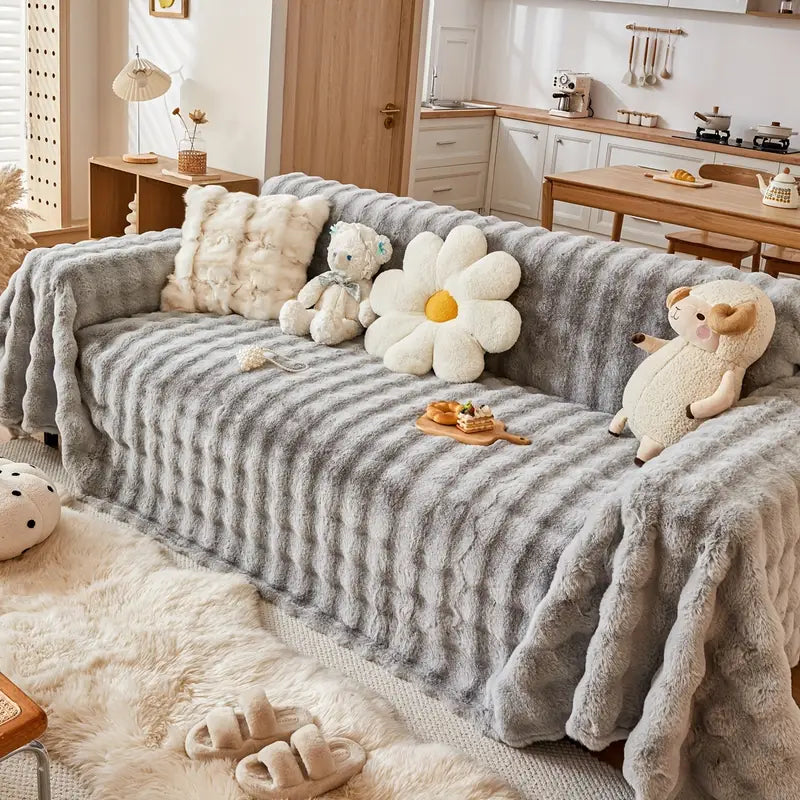 Faux Fur Sofa Cover - Soft and Non-Slip Protection