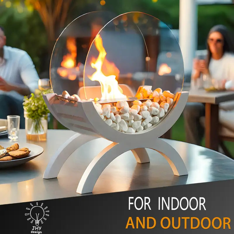 Table de Foyer Contemporaine en Bois – Foyer au Bioéthanol Sans Cheminée