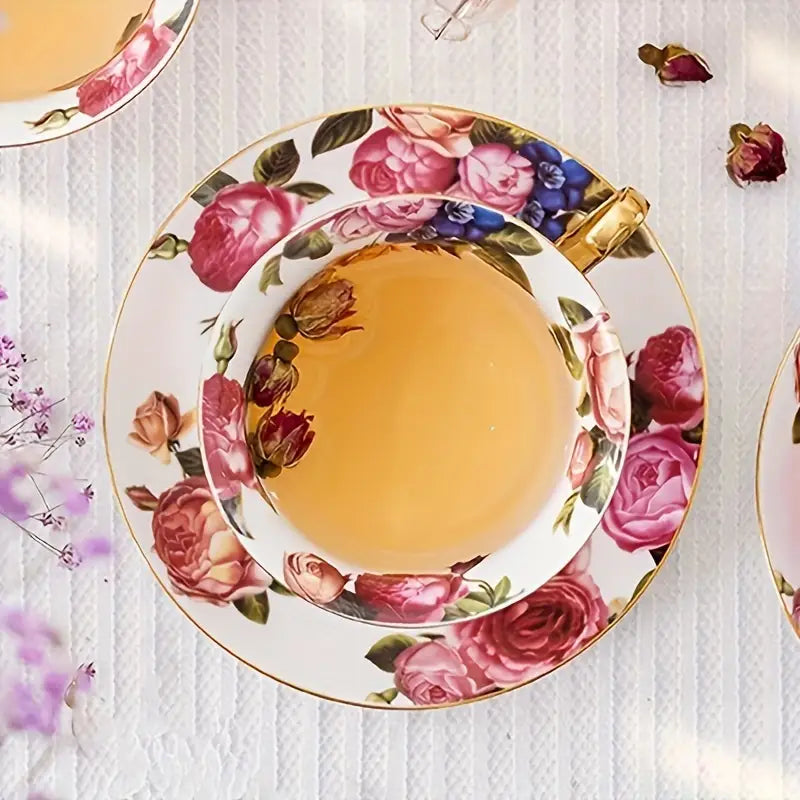 Ensemble Tasse à Thé & Soucoupe en Porcelaine d’Os