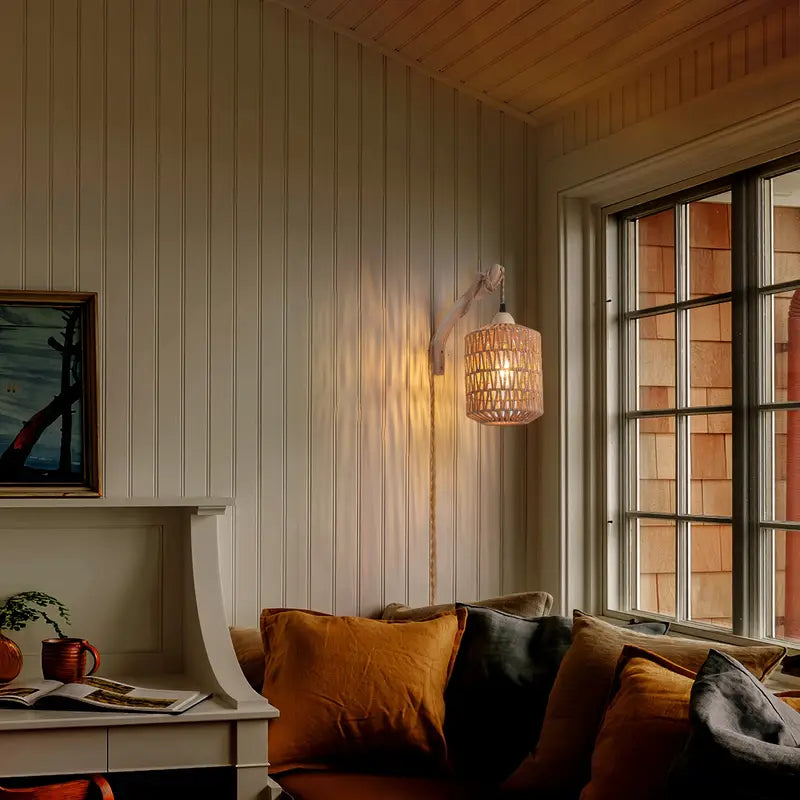 Plafonnier Bohème avec Abat-Jour Tissé à la Main – Élégance Naturelle pour Cuisine