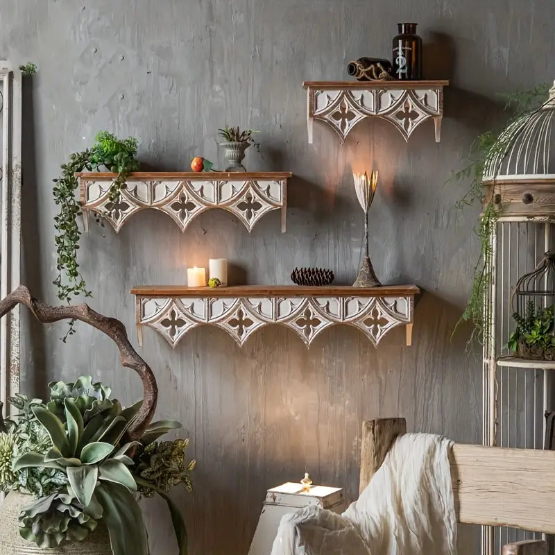 Étagère Murale Vintage en Bois