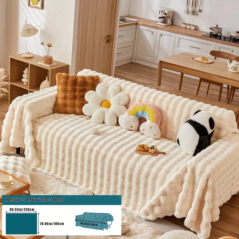 Faux Fur Sofa Cover - Soft and Non-Slip Protection