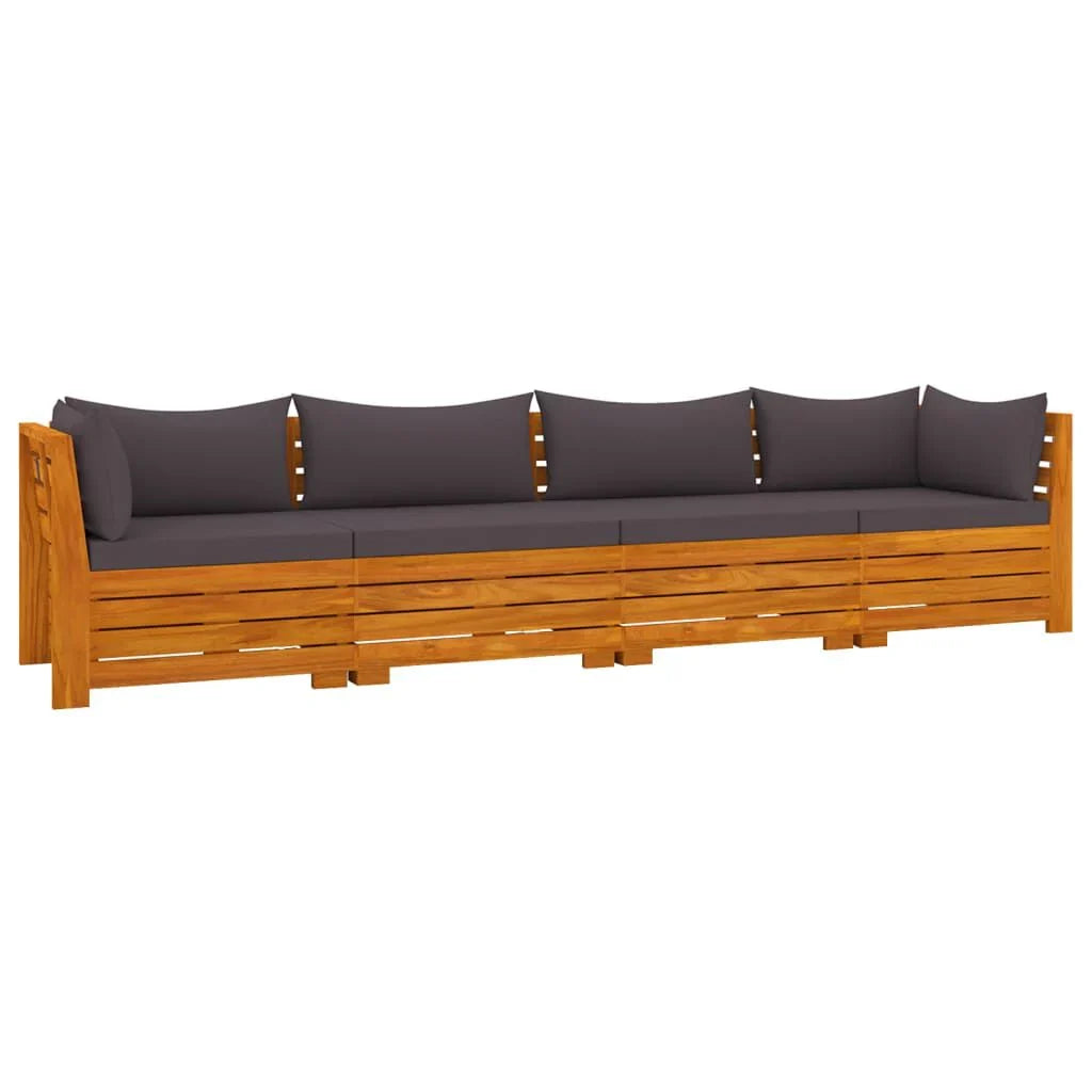 Salon jardin bois acacia 12 pcs + coussins Gris foncé