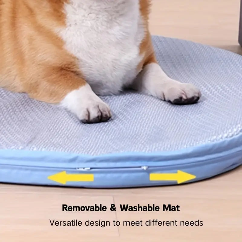 Lit de Refroidissement XL pour Chien – Coussin Respirant avec Tapis en Rotin & Éponge