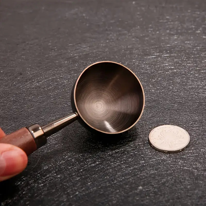 Cuillère à Mesurer Café  – Acier Inoxydable Vintage avec Manche en Noyer