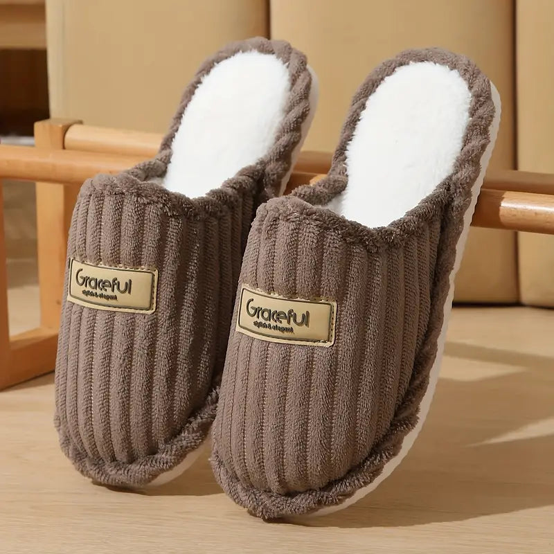 Chaussons Élégants à Rayures Verticales pour Femmes
