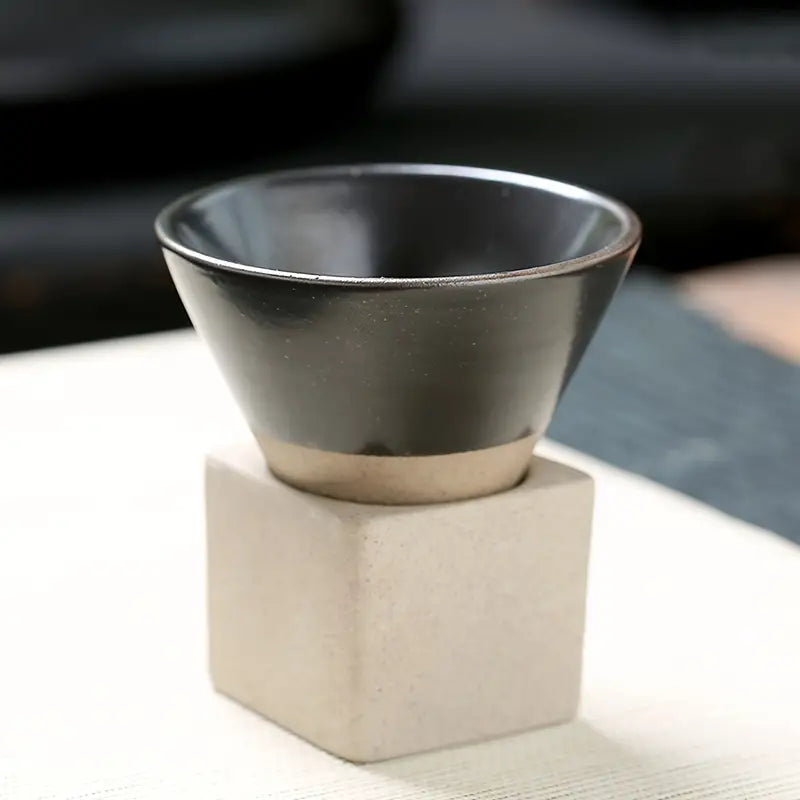 Tasse à Café Conique Vintage en Céramique avec Support