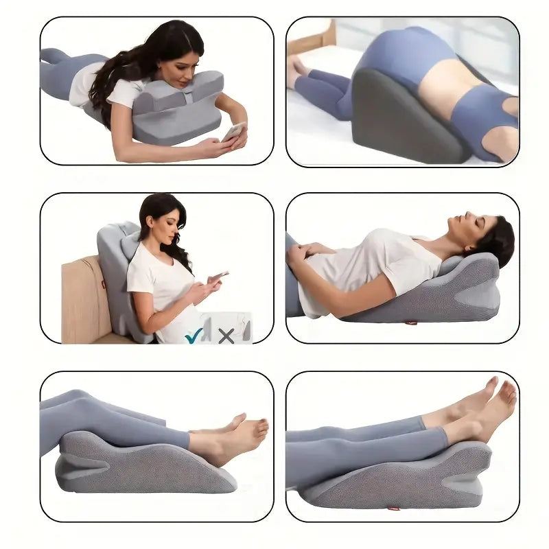 Oreiller en Forme de Cale - Soutien Ergonomique pour le Dos et le Cou