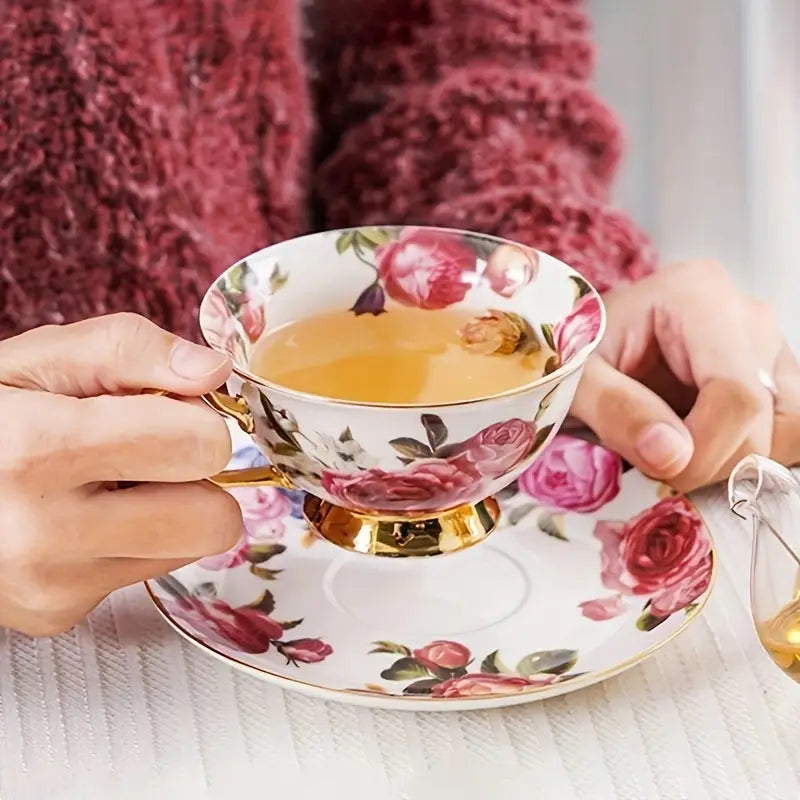 Ensemble Tasse à Thé & Soucoupe en Porcelaine d’Os