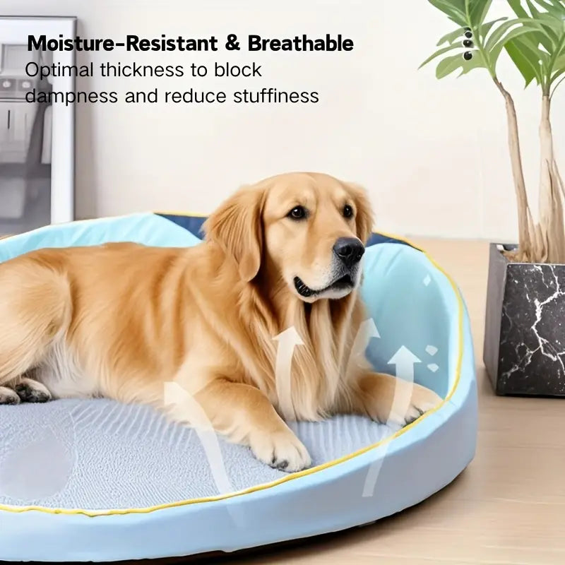 Lit de Refroidissement XL pour Chien – Coussin Respirant avec Tapis en Rotin & Éponge