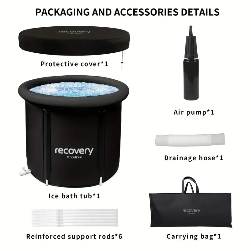 Baignoire XL Pliable avec Couvercle – Thérapie par l’Eau Froide pour Athlètes et Passionnés de Fitness