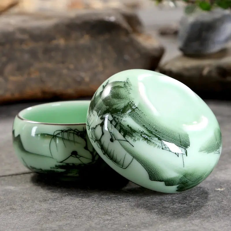 Ensemble de Tasses à Thé en Céramique – Édition Peinture de Paysage