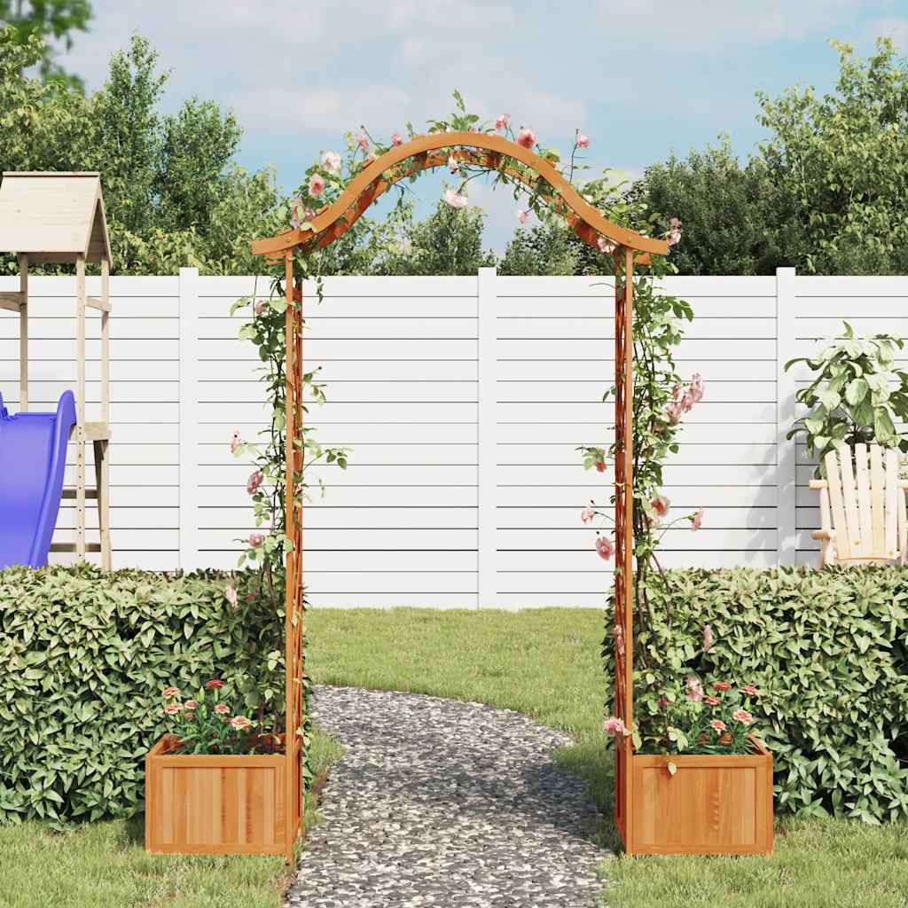 Pergola de Jardin en Bois Massif avec Jardinières – Élégance Naturelle