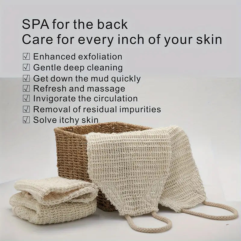 Gommage Exfoliant pour le Dos avec Poignées – Double Face en Ramie Naturelle