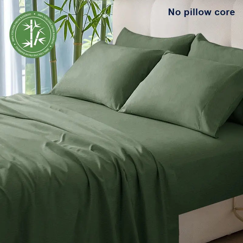 Ensemble de Literie de Refroidissement d'Été 6 Pièces en Fibre de Bambou et Microfibre