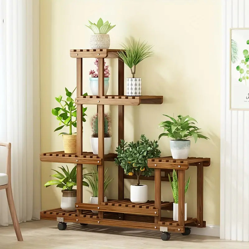 Support à Plantes en Bois à 6 Niveaux – Design Vertical